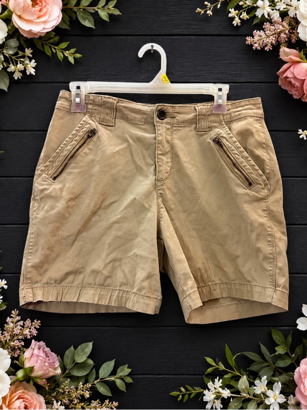 Lee Khaki Tan Zip-Pocket Women's Bermuda Shorts